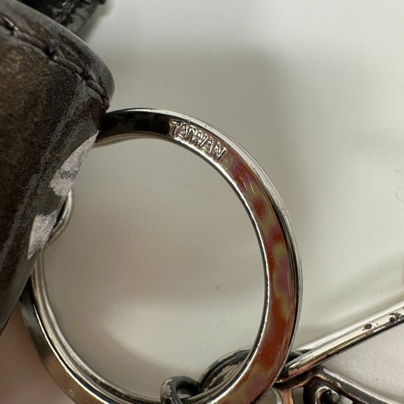 BRIGHTON Metallic Pewter Patent Leather Phone Wallet Card Case Buckle 5x4" - Picture 6 of 9